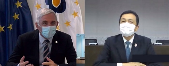 (Photo) Mr. Mori, Commissioner of the JPO (right), and Mr. Archambeau, Executive Director of the EUIPO (left), at the Meeting