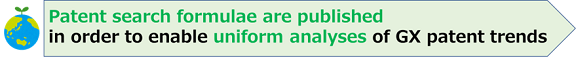 Patent search formulae are published in order to enable uniform analyses of GX patent trends
