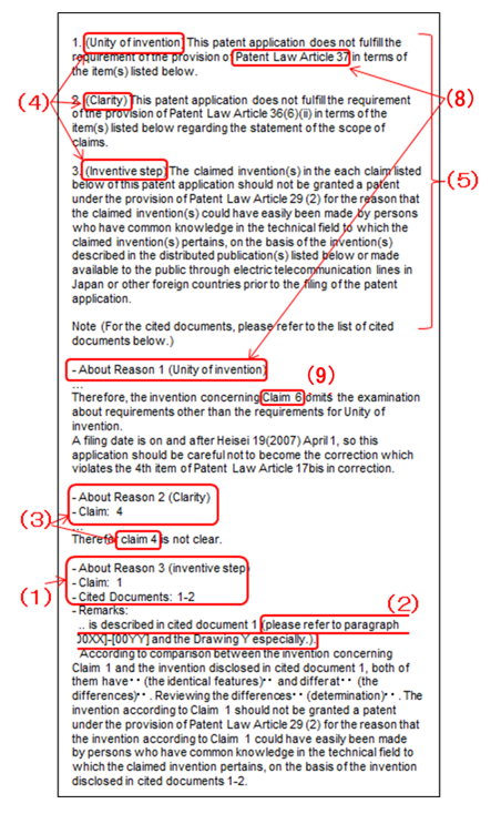 (image-1) Example for the Point of the writing format for First notice of reasons for refusal