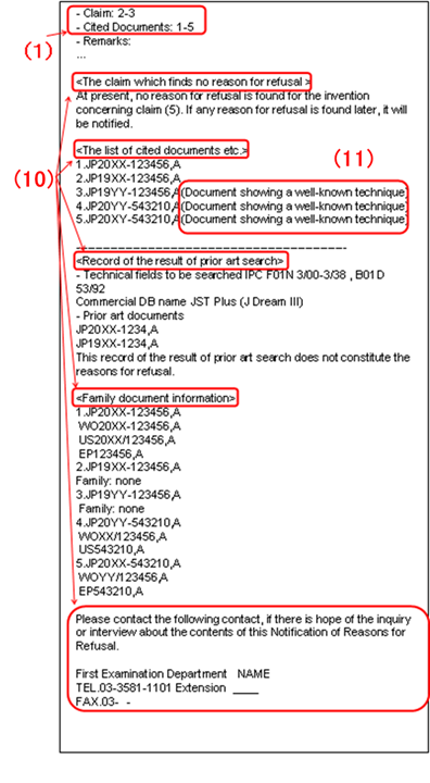 (image-2) Example for the Point of the writing format for First notice of reasons for refusal