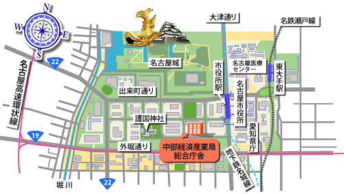 中部経済産業局知的財産室地図