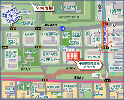 中部経済産業局知的財産室地図