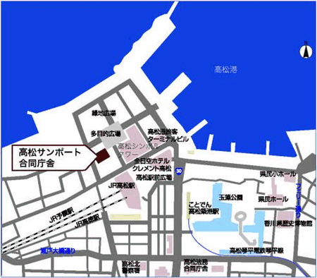 四国経済産業局知的財産室ヘのアクセス地図