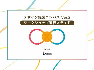 （表紙）デザイン経営実践支援ツール「デザイン経営コンパス Ver.2」は、（3）ワークショップ実施者向けの「ワ―クショップ進行スライド」