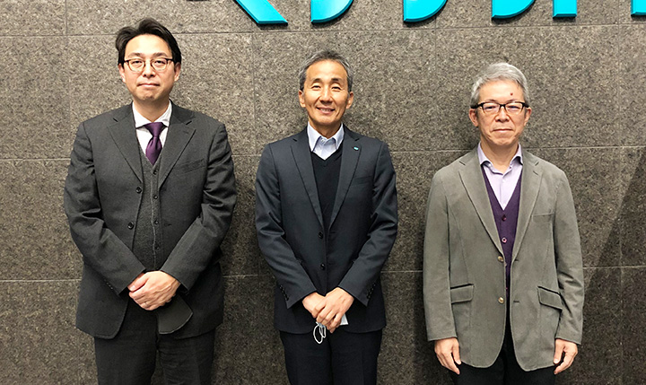 知的財産部 第二グループ長 富岡氏／知的財産部 部長 高田氏／知的財産部 園田氏