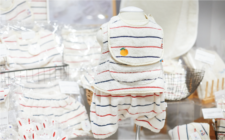 伊織の肌触りのよさを生かしたベビー用品