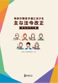 特許庁関係手続における主な法令改正早わかり一覧