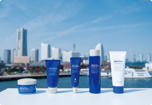 三相乳化法を使ったスキンケア商品「PROUD BLUE」他