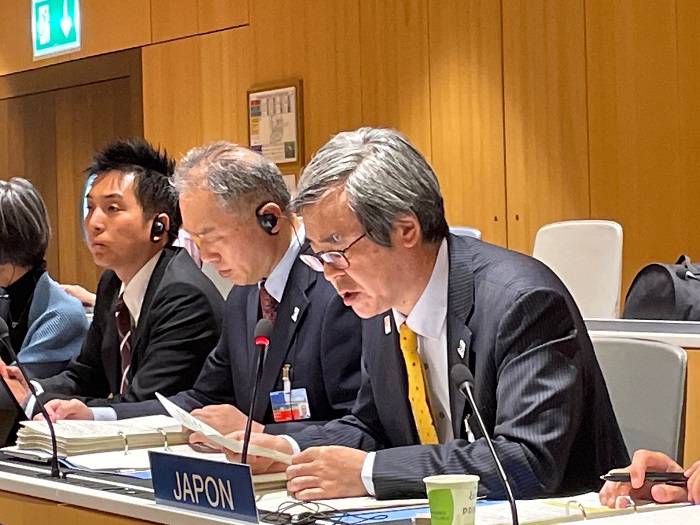 (photo)JPO Commissioner Hamano delivering a General Statement from Japan at the Assemblies of the Member States of WIPO
