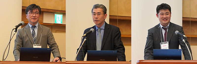 Photo - Presentation by Japanese user representatives at the User Session　(From left: Mr. OTANI Koya, Vice President, Brand Legal Management, Global, Kao Corporation; Mr. SAITO Koji, SHOBAYASHI INT’L PATENT & TRADEMARK OFFICE; Mr. SARUYAMA Jumpei, Japan Patent Attorneys Association)
  