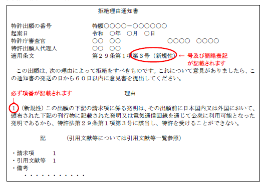 （図1）変更後の拒絶理由通知書　イメージ