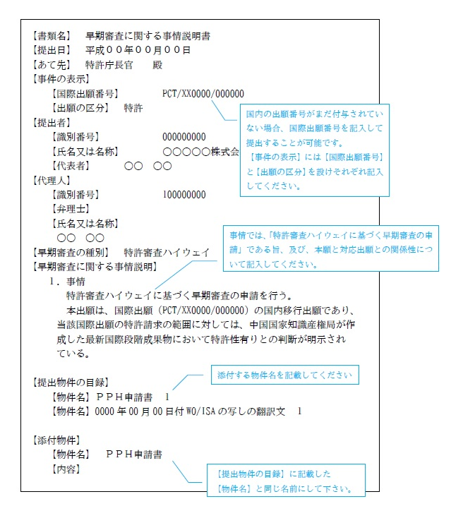 （図）早期審査に関する事情説明書