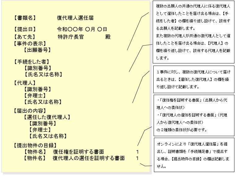 （図）復代理人選任届