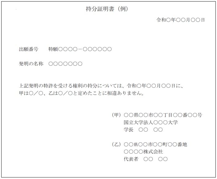（図）持分証明書（記載例）