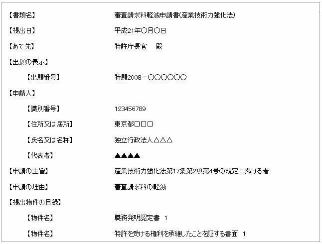 審査請求料軽減申請書