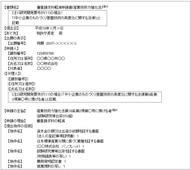 審査請求料軽減申請書