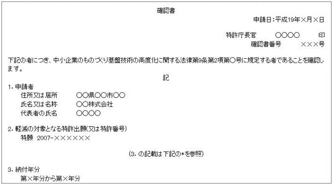 確認書交付例