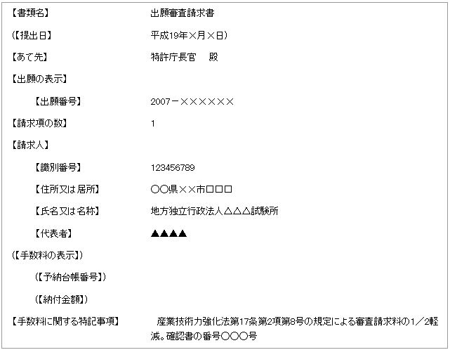 出願審査請求書