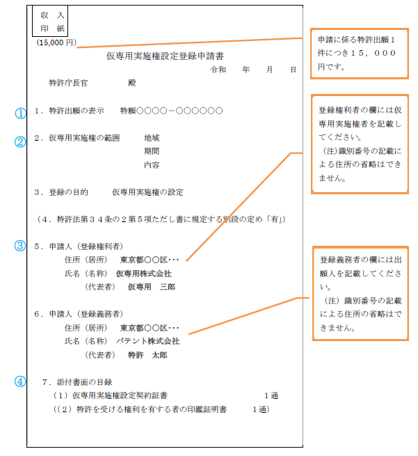 申請書記載例